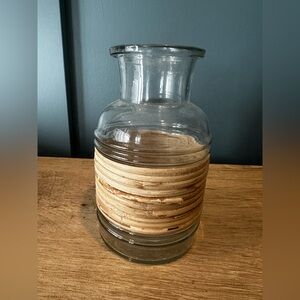 Glass Vase Wrapped w/ Rattan